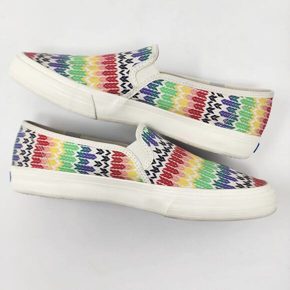 Keds Sneakers Women 10 Double Decker Fair Isle Canvas Slip-On Rainbow Arrows - Picture 7 of 11